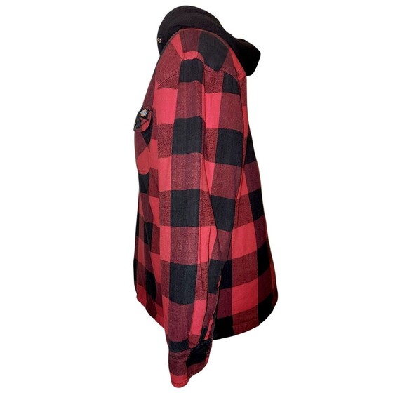 Dickies Barn Jacket Mens M Buffalo Red Plaid Quilted Work Wear Hooded Outdoors - Picture 4 of 6